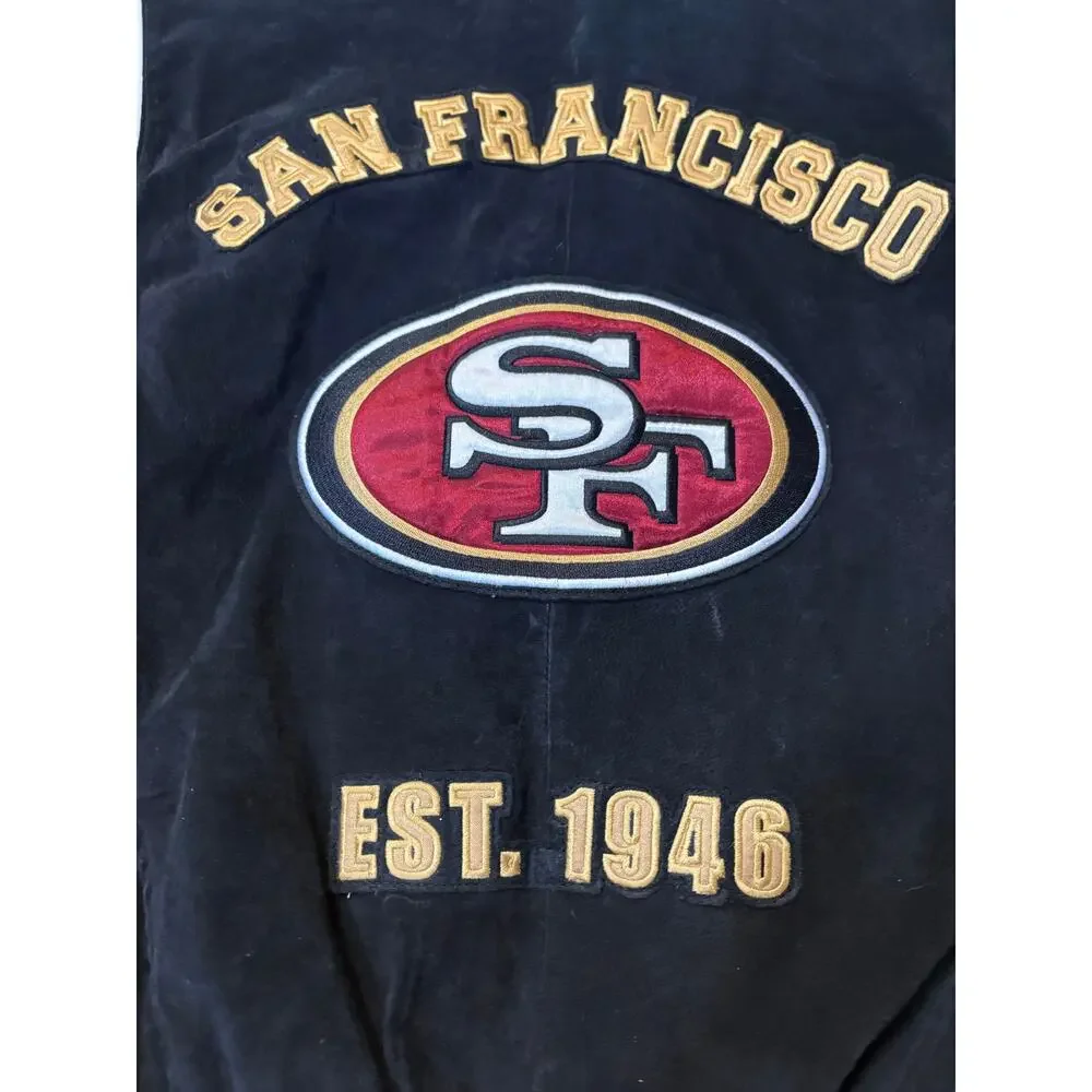 Vintage‎ Suede Leather 49ers Bomber Jacket G-III Medium NFL Letterman Varsity
